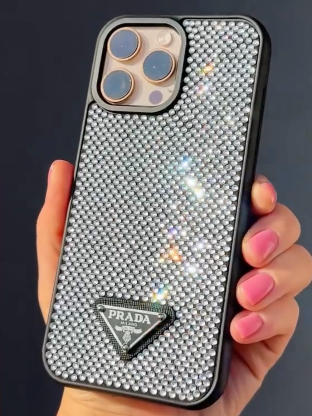 Prada Crystal Rhinestone iPhone 16 Pro Max Case - Picture 9 of 10